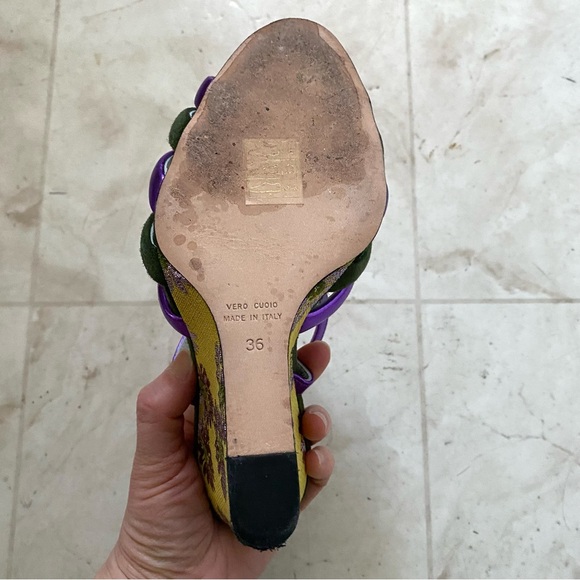 $940 LA DoubleJ Made in Italy Suede Leather Floral Ankle Strap Wedge Sandals 6 - Picture 13 of 13